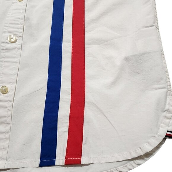 Tommy Hilfiger Boys Racing Shirt Botton Down Short Sleeve Logo‎ Patch XL - Picture 11 of 12